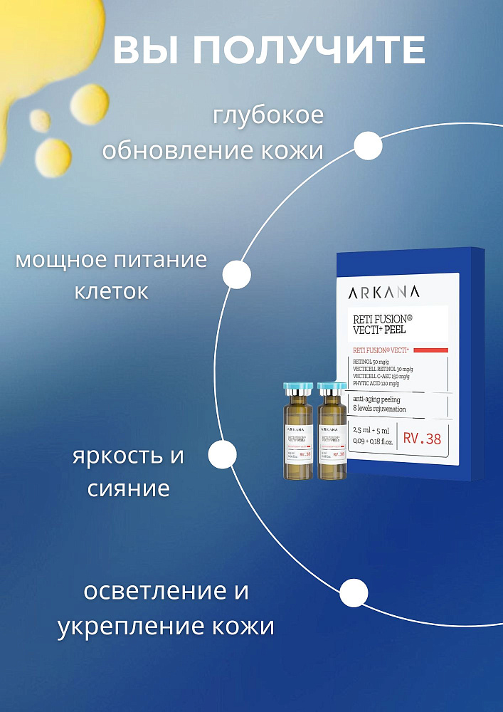 Reti Fusion® Vecti+ Peel - Пилинг с векторным ретинолом и инкапсулированными витаминами А,E,C, 2,5 мл х 5 мл